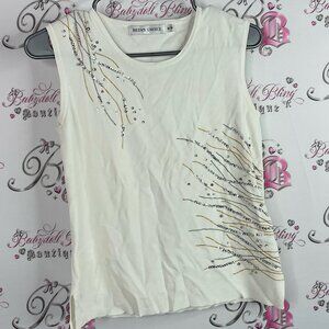 Betas choice sequins embroidery White Embellished Tank Top firework 🎆 style